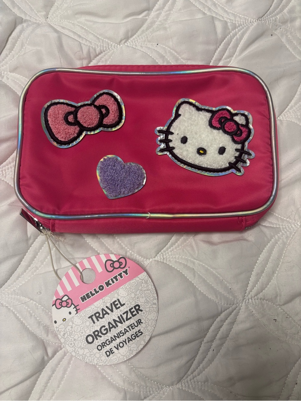 Hello Kitty Hot Pink Travel Organizer with Embroidered Patches